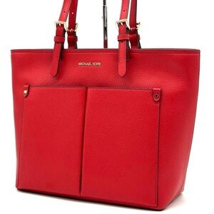 Michael Kors Jet Set Medium Pocket Tote Nag Bright Red